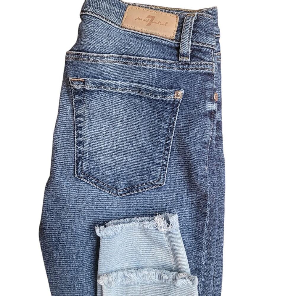 7 For All Mankind Blue Faded Skinny Jeans Size 28"
